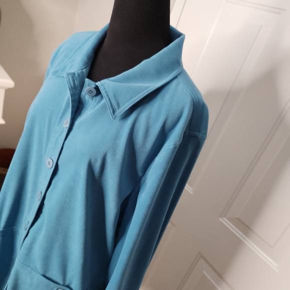 Appleseed's Button Down Long Sleeve Double Button Pocket Teal Jacket Size XL - Picture 2 of 5